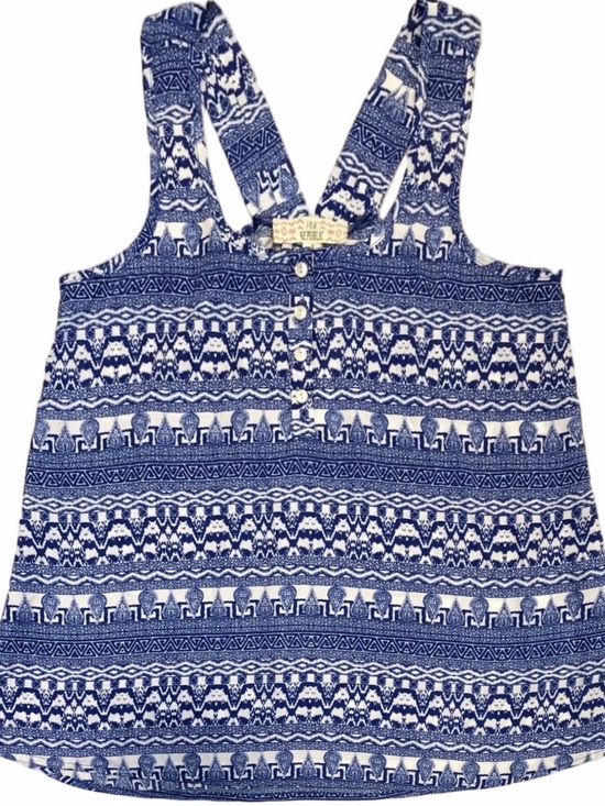 Pink Republic Tops - Pink Republic Blue & White Tribal Print Tank